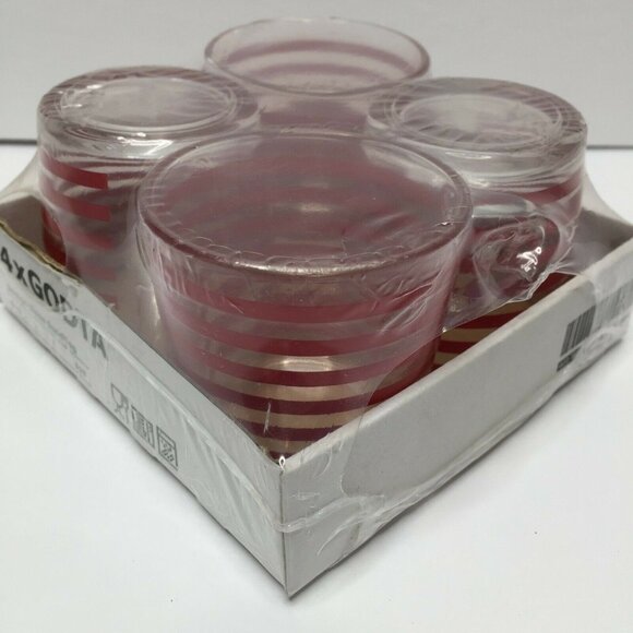 Ikea Godta 3oz Red Expresso Glasses Set 4 Sissa Sundling Stripe Small Glass - Picture 1 of 6